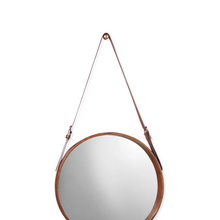 Hanging Leather Rounded Mirror