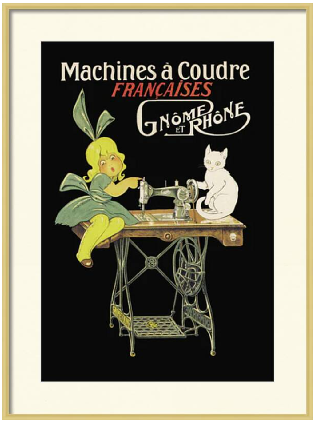 Vintage French Machines a Coudre Gnome et Rhone Poster