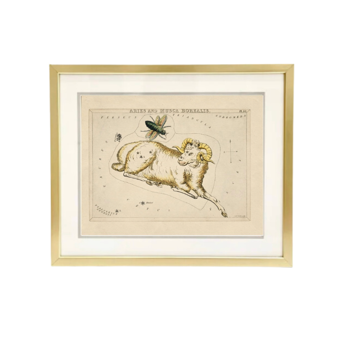 Custom Framed Antique Aries Zodiac Print