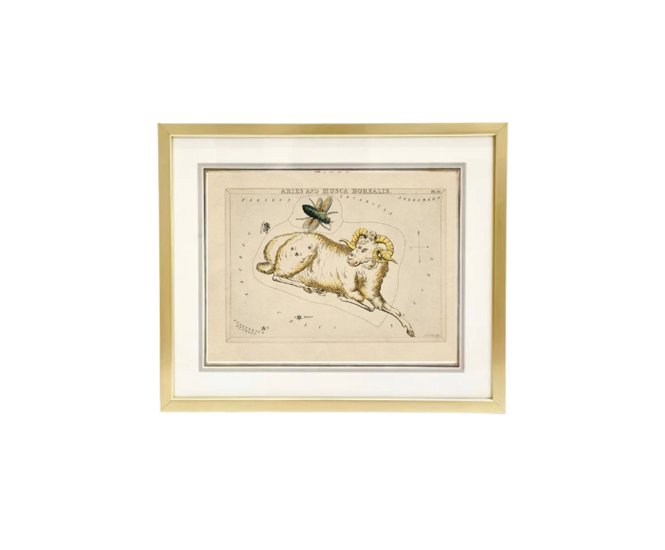 Custom Framed Antique Aries Zodiac Print