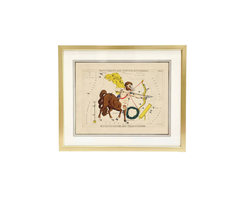 Custom Framed Antique Sagittarius Zodiac Print