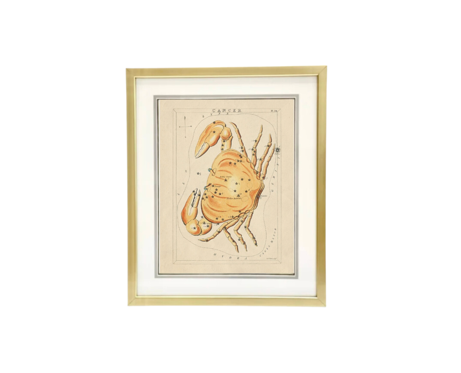 Custom Framed Antique Cancer Zodiac Print