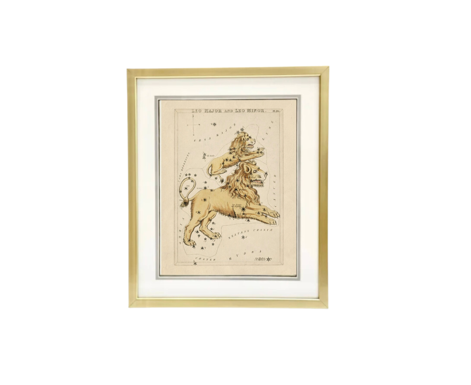 Custom Framed Antique Leo Zodiac Print