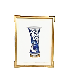 John Matthew Moore Blue & White Vase in Gold Frame
