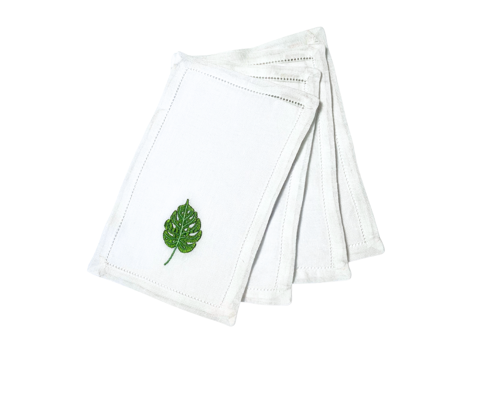 Tropical Green Monstera Leaf Cocktail Napkins, Set of 4