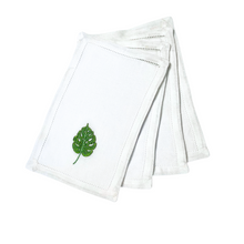 Tropical Green Monstera Leaf Cocktail Napkins, Set of 4