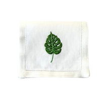 Tropical Green Monstera Leaf Cocktail Napkins, Set of 4