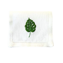 Tropical Green Monstera Leaf Cocktail Napkins, Set of 4