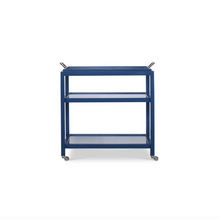 Navy Bar Cart With Mirrored Top Tier