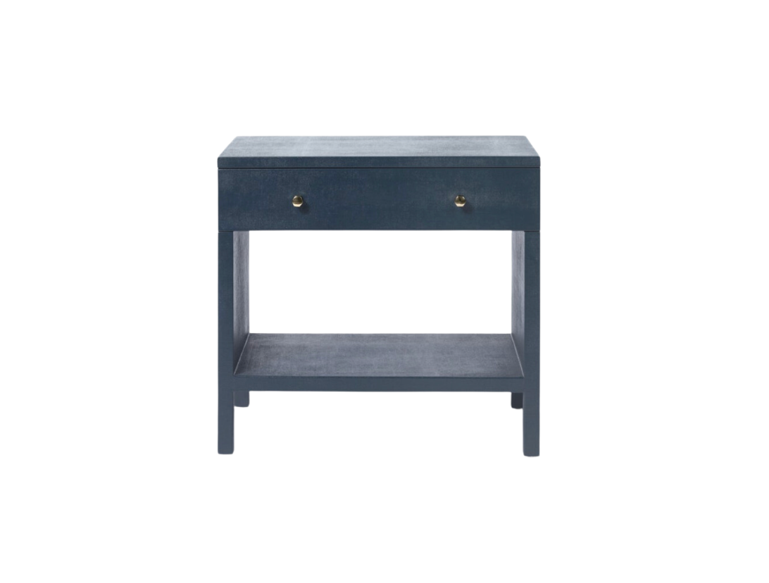 Navy Faux Belgian Linen Nightstand