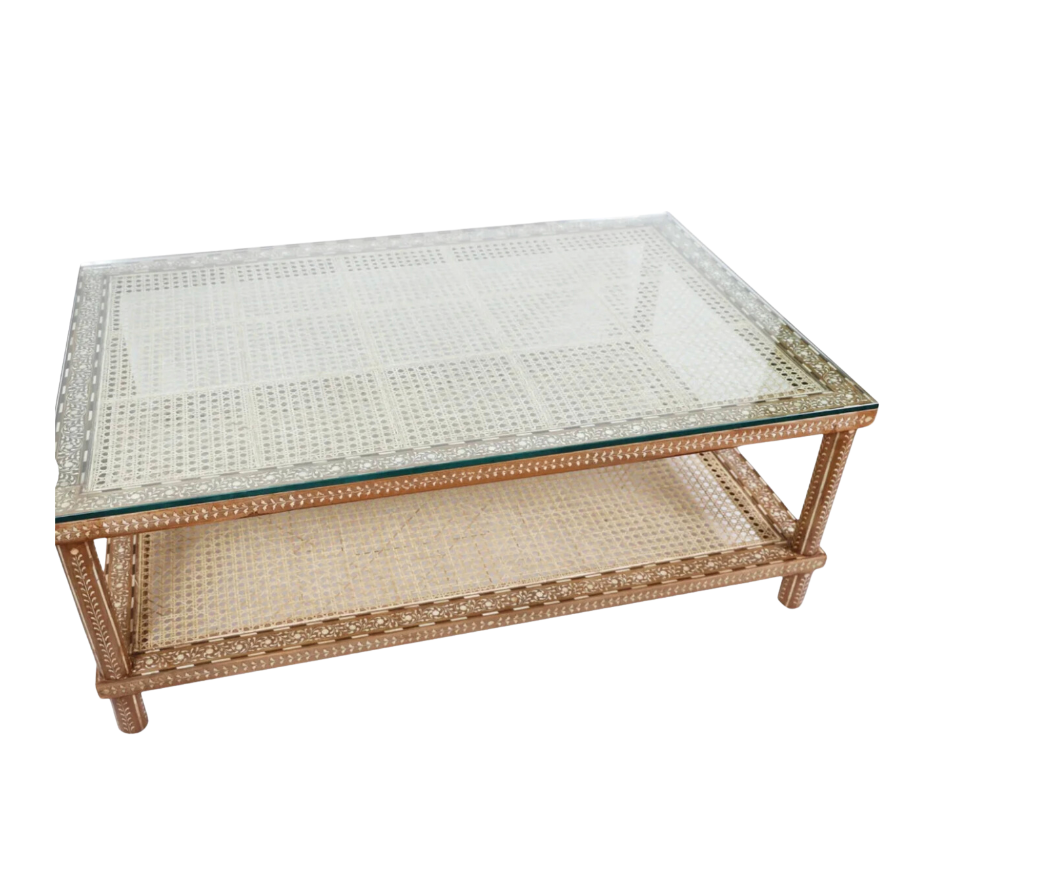 Inlay Coffee Table with Glass