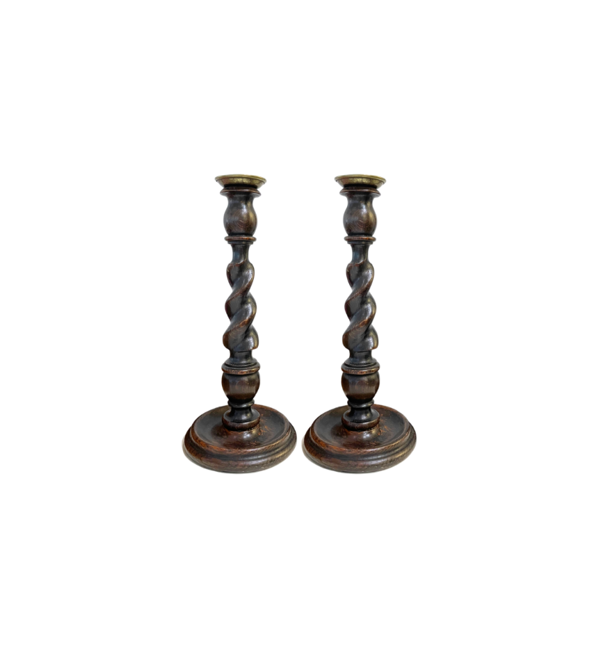 A Pair, Vintage Barley Twist Candle Stick Holders