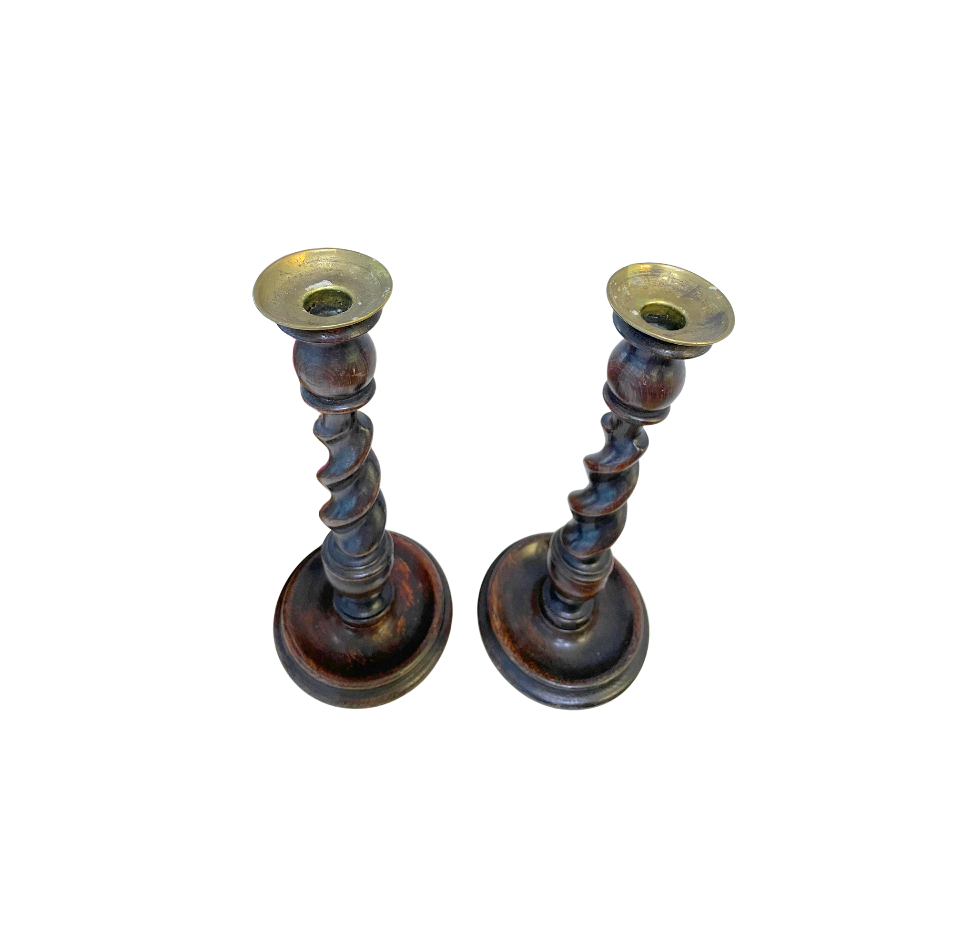 A Pair, Vintage Barley Twist Candle Stick Holders