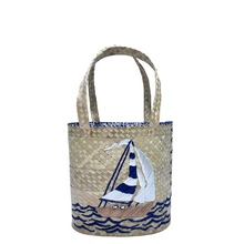 Medium Sailboat Bucket Tote with Bahama Handprint Fabric Lining