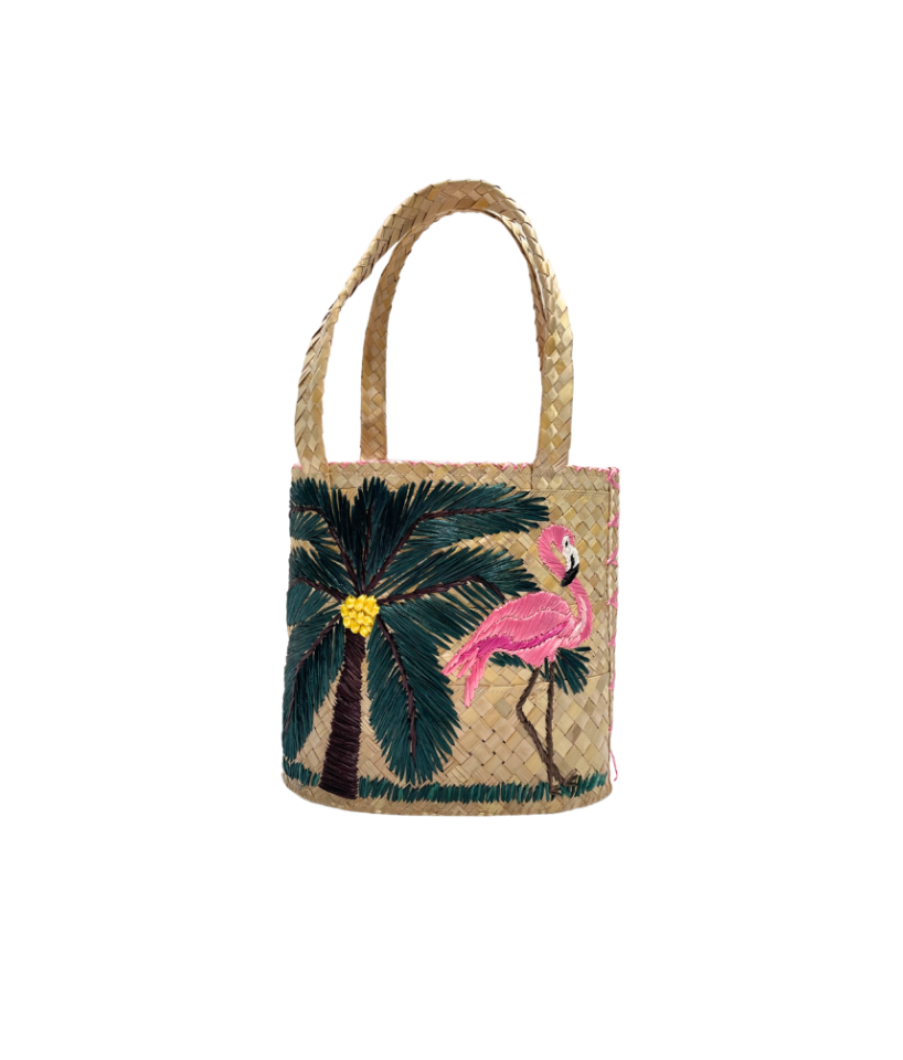 Flamingo & Palm Tree Bucket Tote