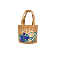 Blue Shell & White Coral Bucket Tote
