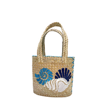 Blue and White Shell Bucket Tote
