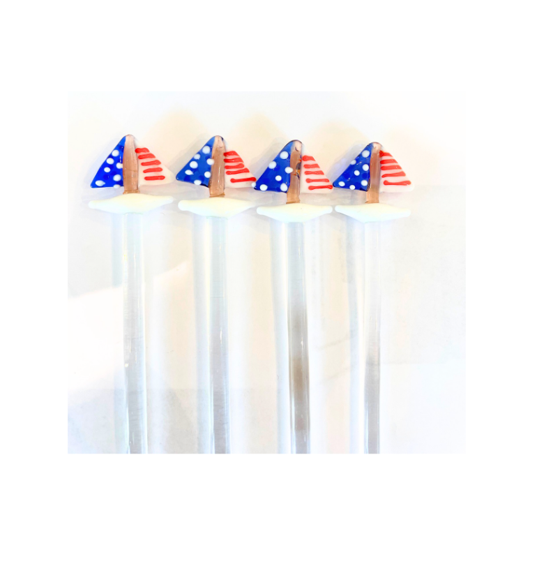 USA Sailboat Swizzle Stirrers, Set of 4