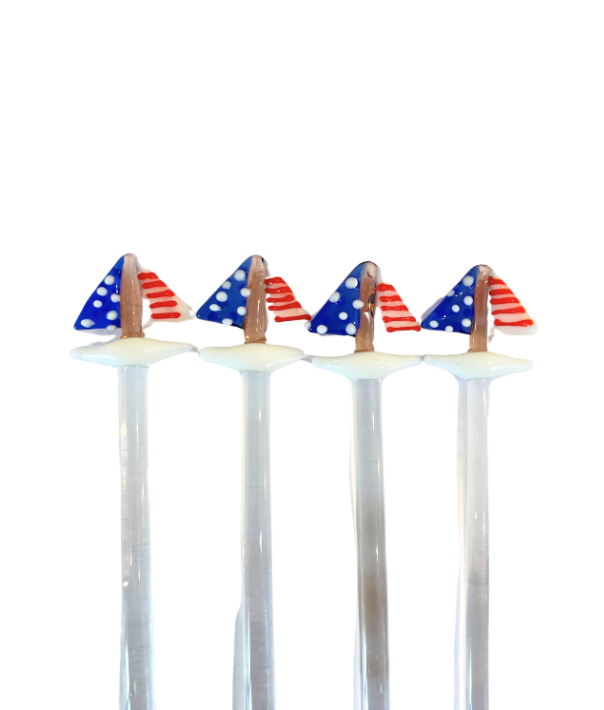 USA Sailboat Swizzle Stirrers, Set of 4