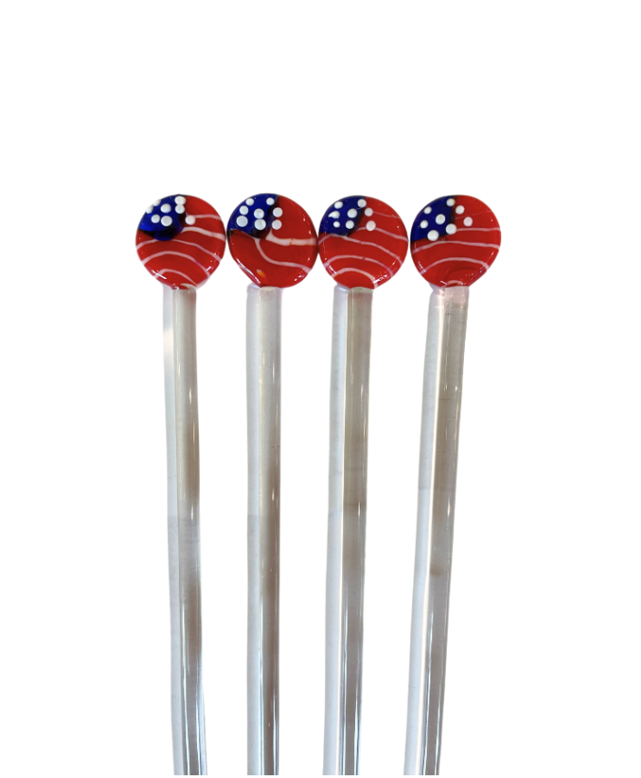 American Flag Swizzle Stirrers, Set of 4