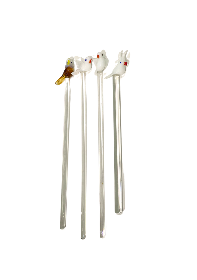 Vintage Birds Swizzle Stirrers, Set of 4