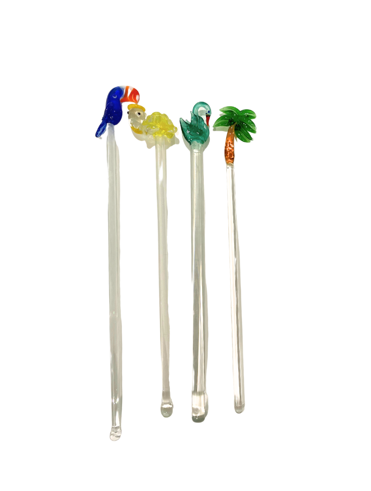 Vintage Tropical Core Swizzle Stirrers, Set of 4