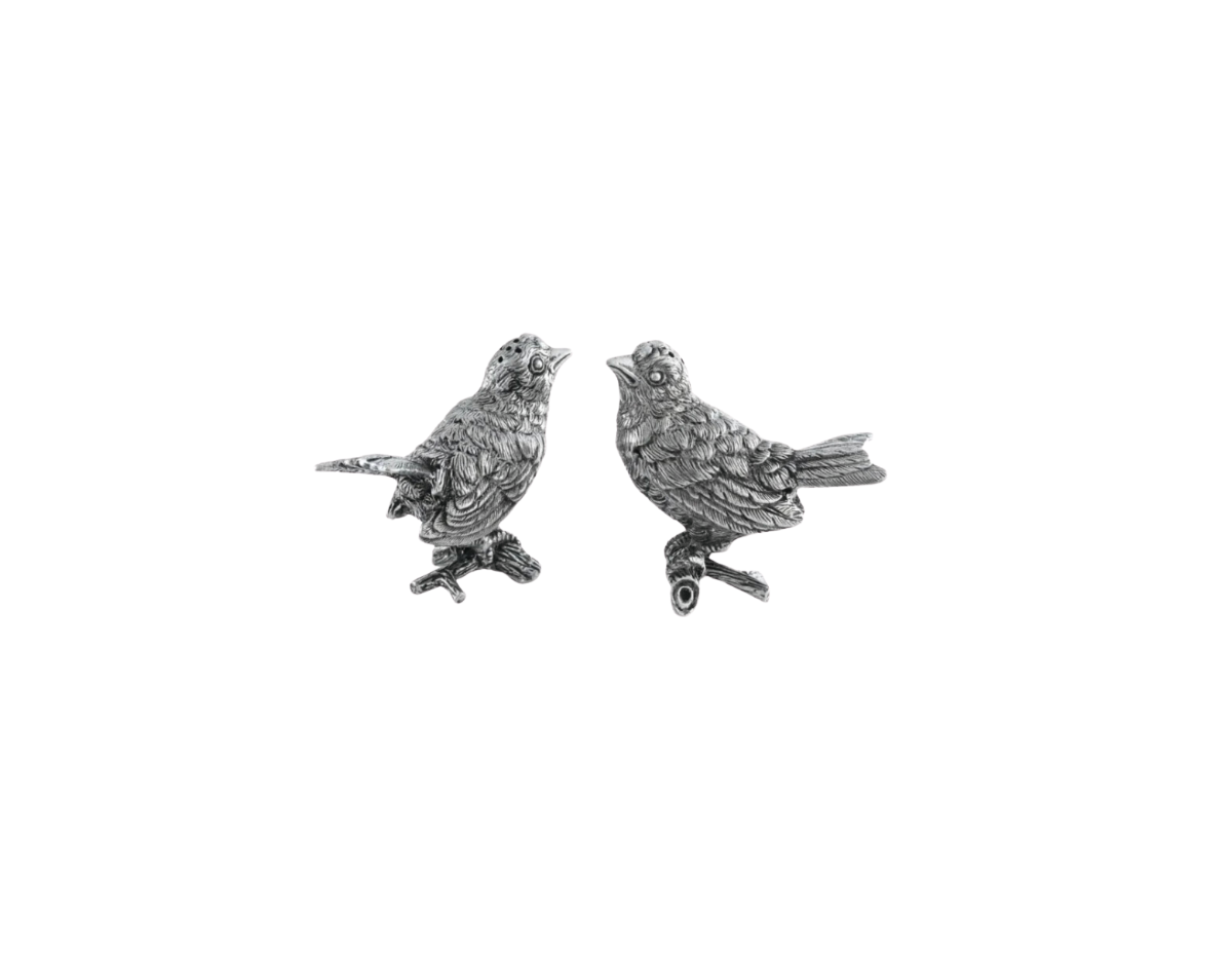 A Pair, Pewter Songbirds Salt & Pepper Shakers