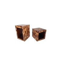 A Pair, Mid-Century Modern Augousti Style Coconut Shell Inlay End Tables