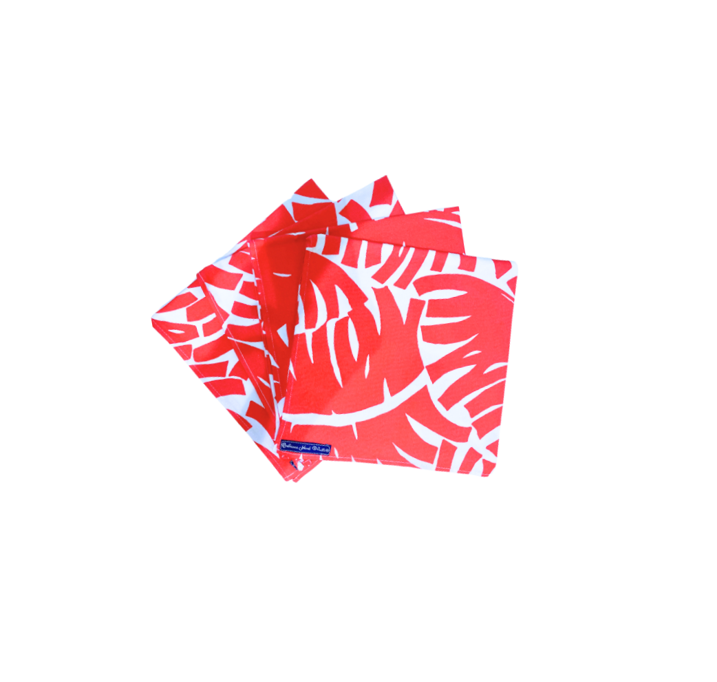 Red Bahama Handprint Napkins, Set of 4