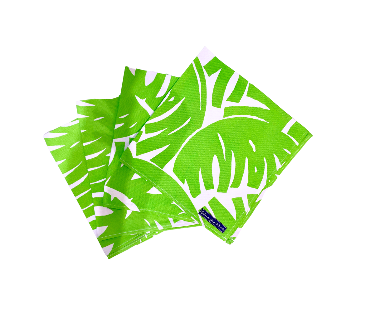 Green Bahama Handprint Napkins, Set of 4