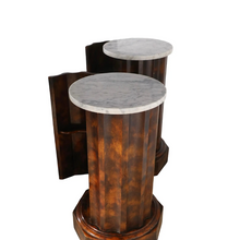 A Pair, Faux Tortoise Pedestals with Marble Top