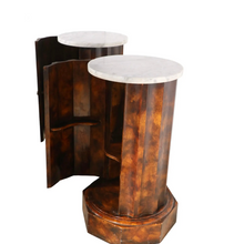 A Pair, Faux Tortoise Pedestals with Marble Top