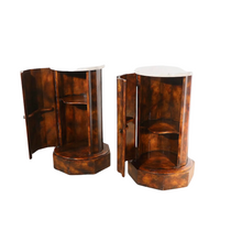 A Pair, Faux Tortoise Pedestals with Marble Top