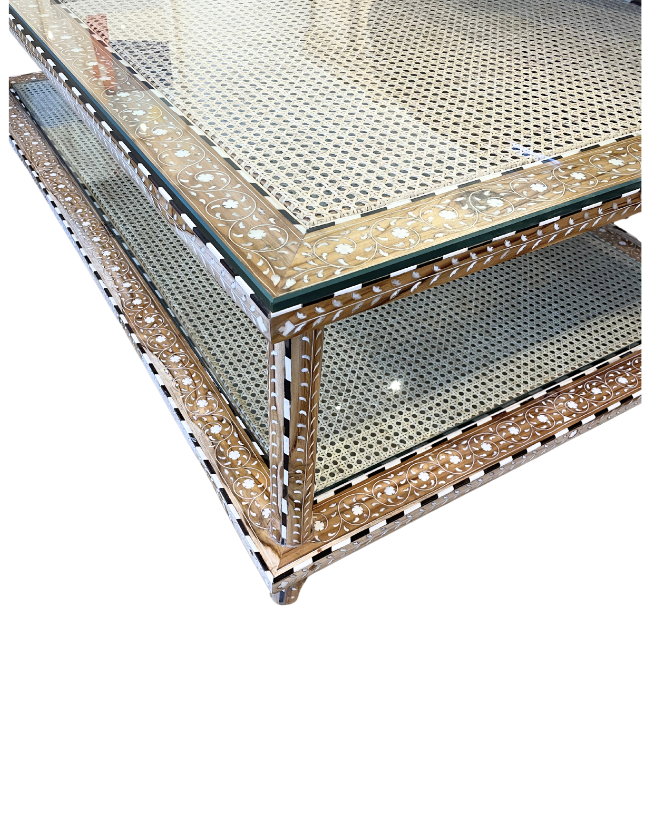 Inlay Coffee Table with Glass