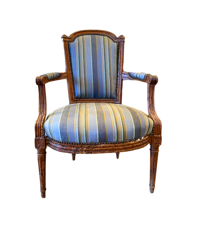 Blue Stripe Louis XVI Armchair