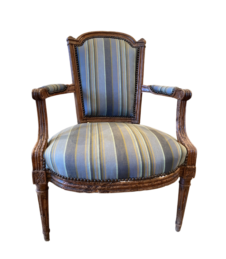 Blue Stripe Louis XVI Armchair