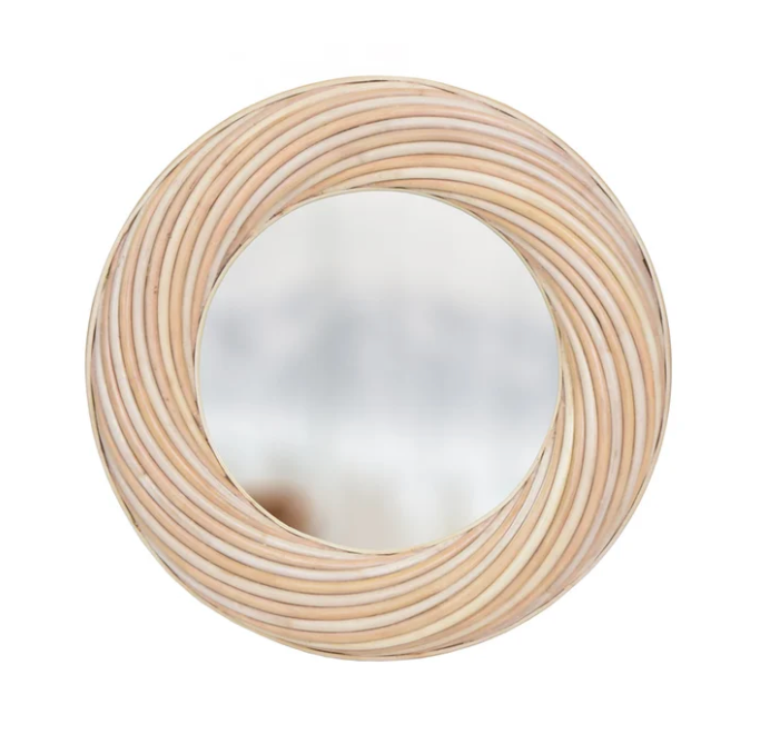 Round Twisted Rattan Mirror