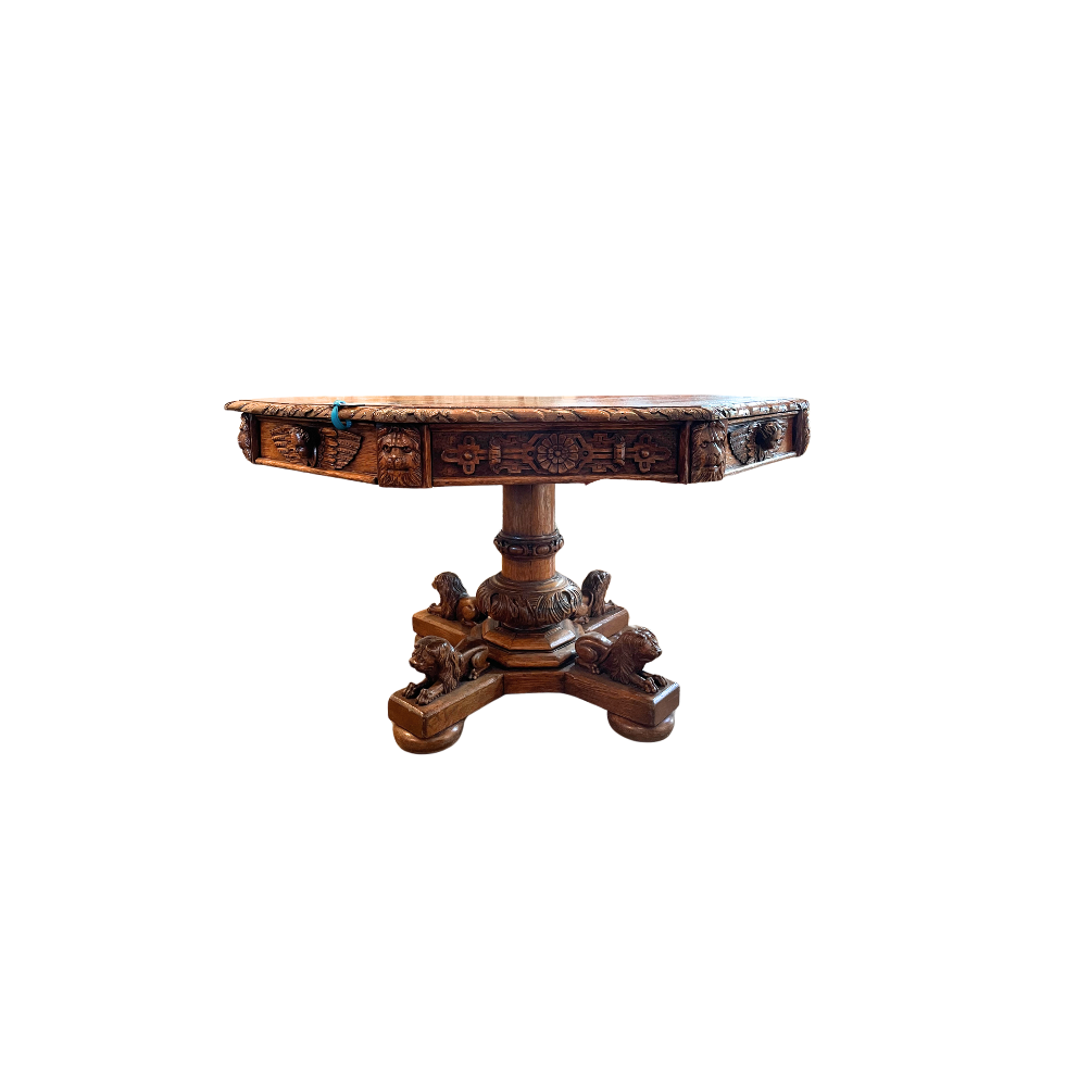 19th Century Carved Oak Table