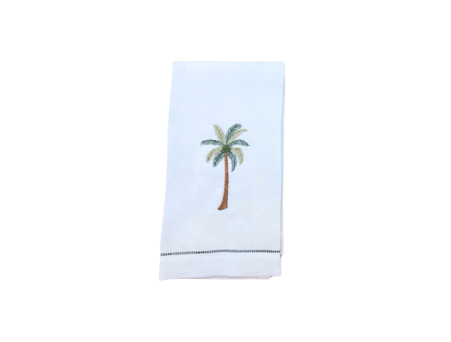 Palm Tree Embroidered Hand Towel, Set of 4