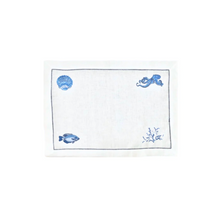 Hand Embroidered Linen Marine Life Placemats, Set of 4