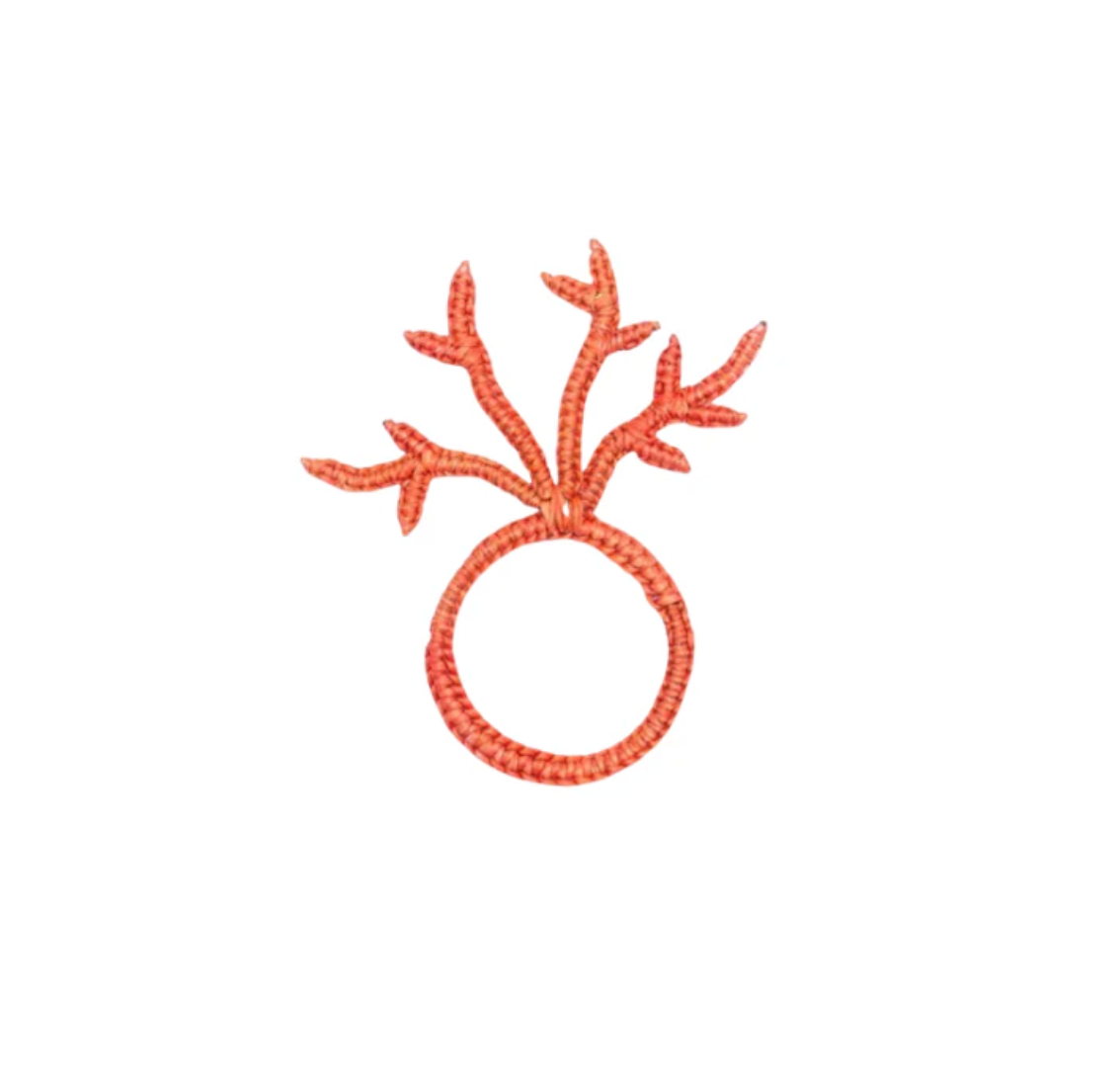 Handmade Coral Napkin Ring, Set of 4