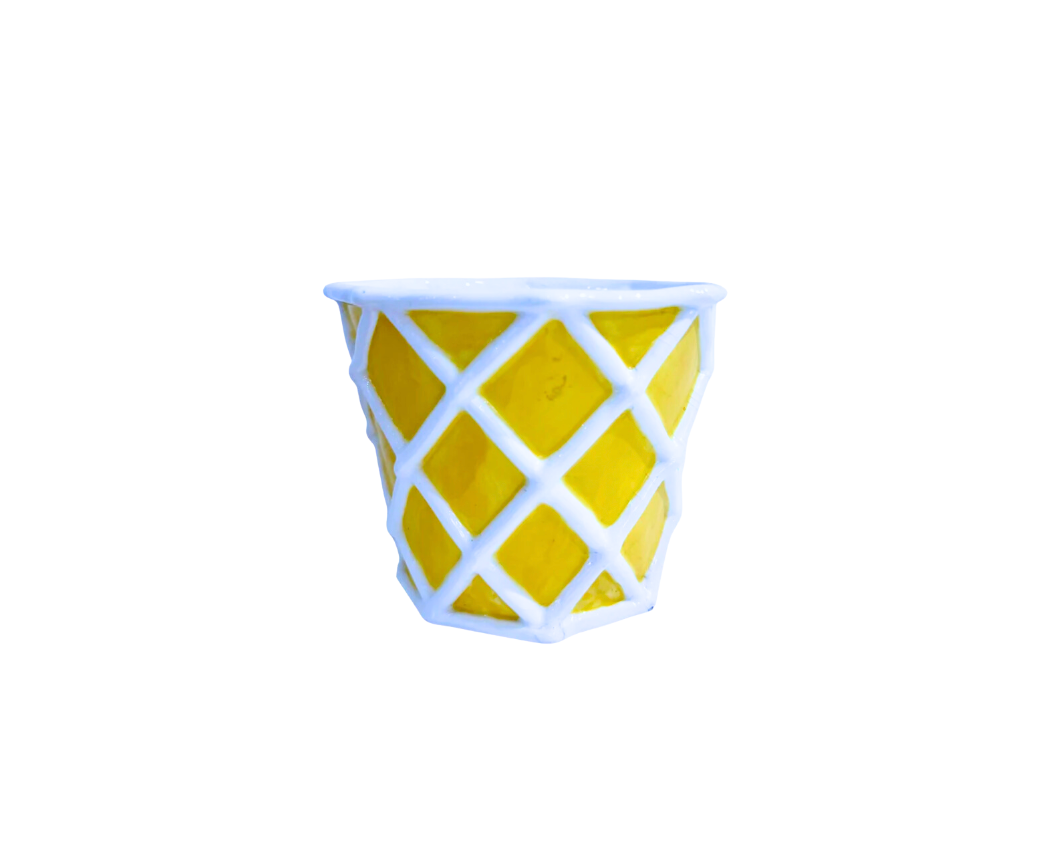 Yellow Bamboo Cache Pot