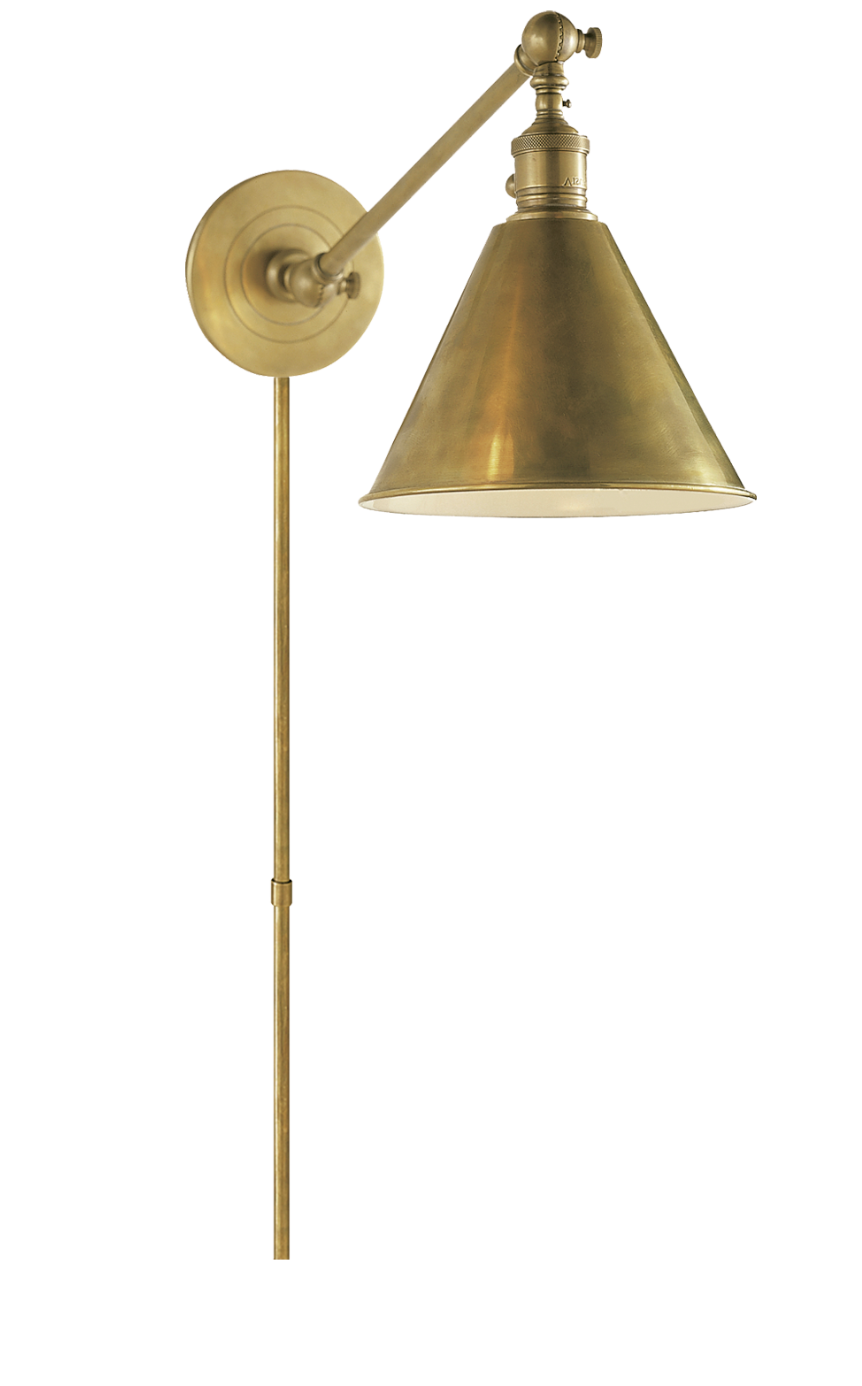 Hand-Rubbed Antique Brass Single Arm Library Light