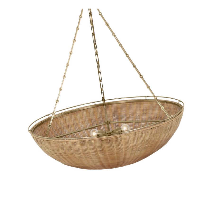 Clovis Wicker & Brass Chandelier