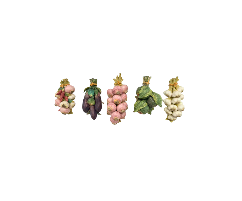 Vintage Majolica Hanging Vegitables, Set of 5