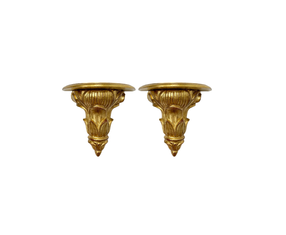 A Pair, Vintage Gold Gilded Bracket