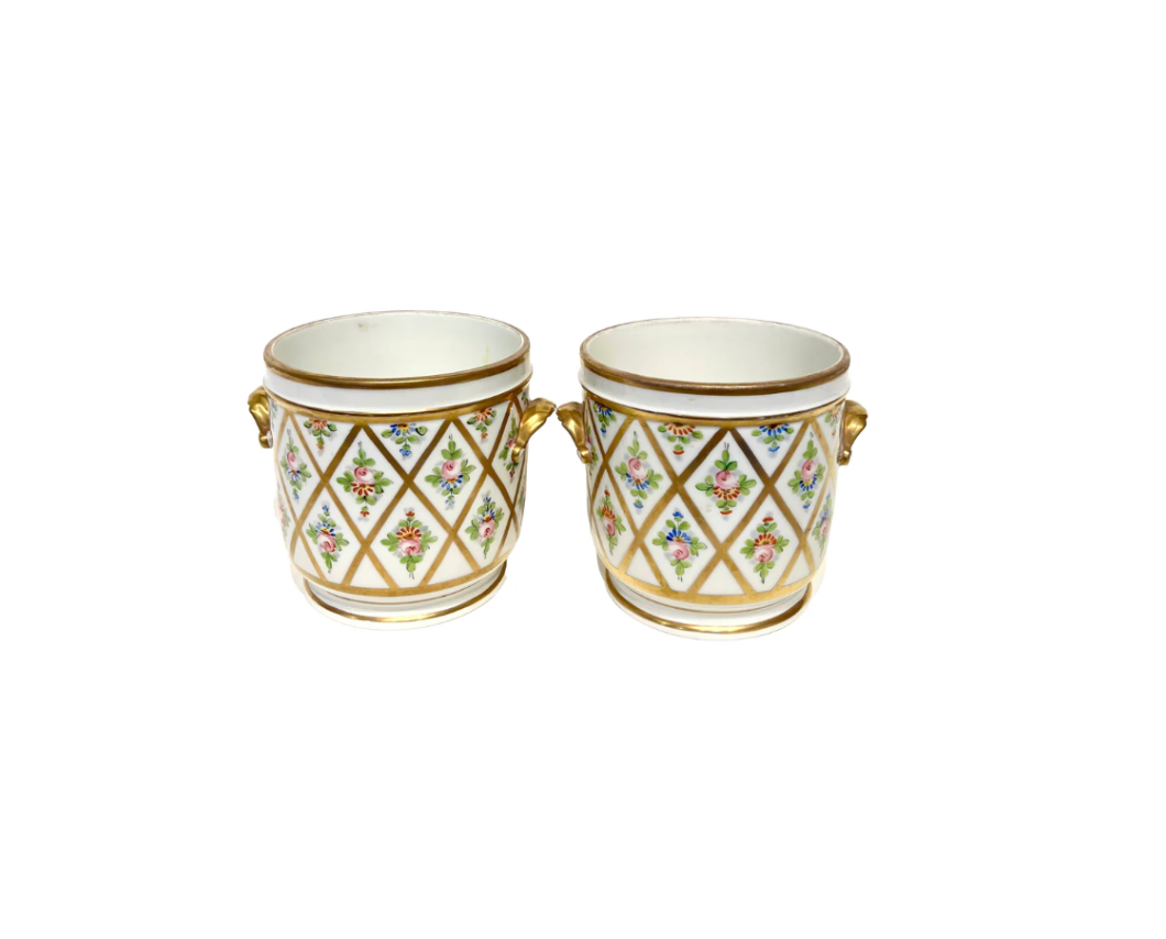 A Pair, Decorative Porcelain Cache Pots