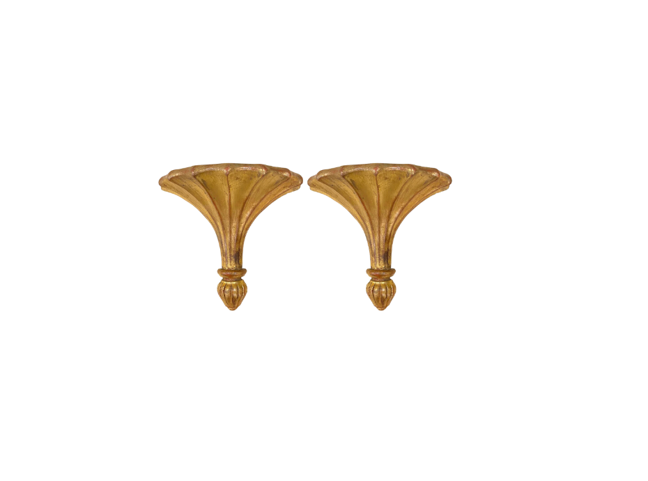 A Pair, Vintage Gold Gilded Brackets