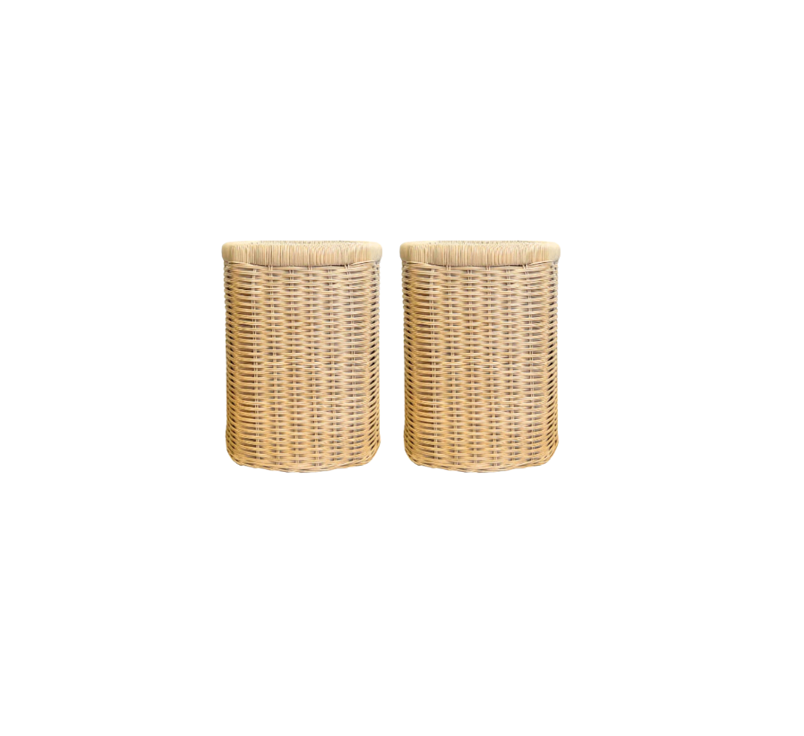 A Pair, Handwoven Natural Wicker Garden Seats