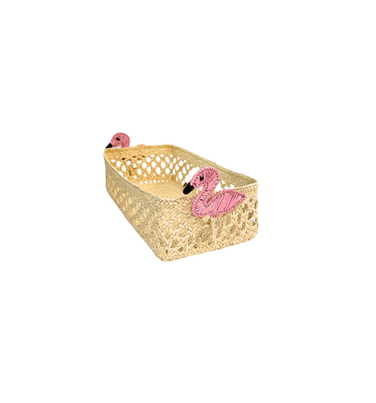 Mini Flamingos Rectangular Basket